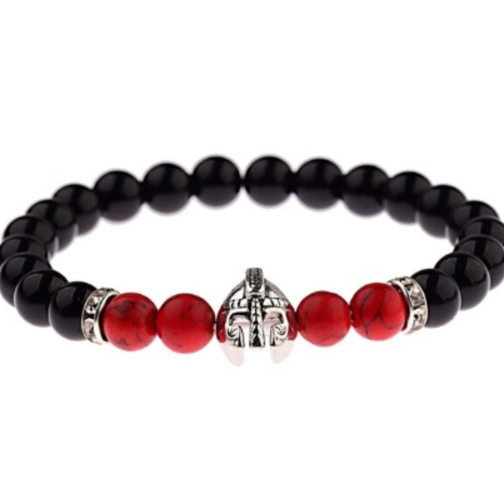 Gladiator Hematite Stone Diamond Red Brace…